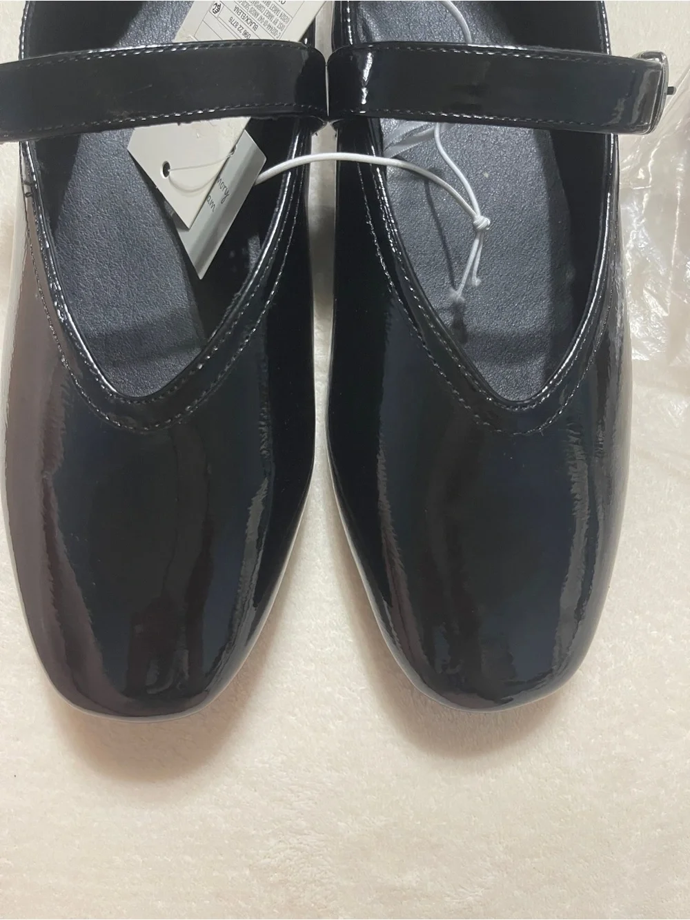 NWT A New Day Womens Shoes 11 Mary Jane Flats Black Faux Patent Leather Buckle